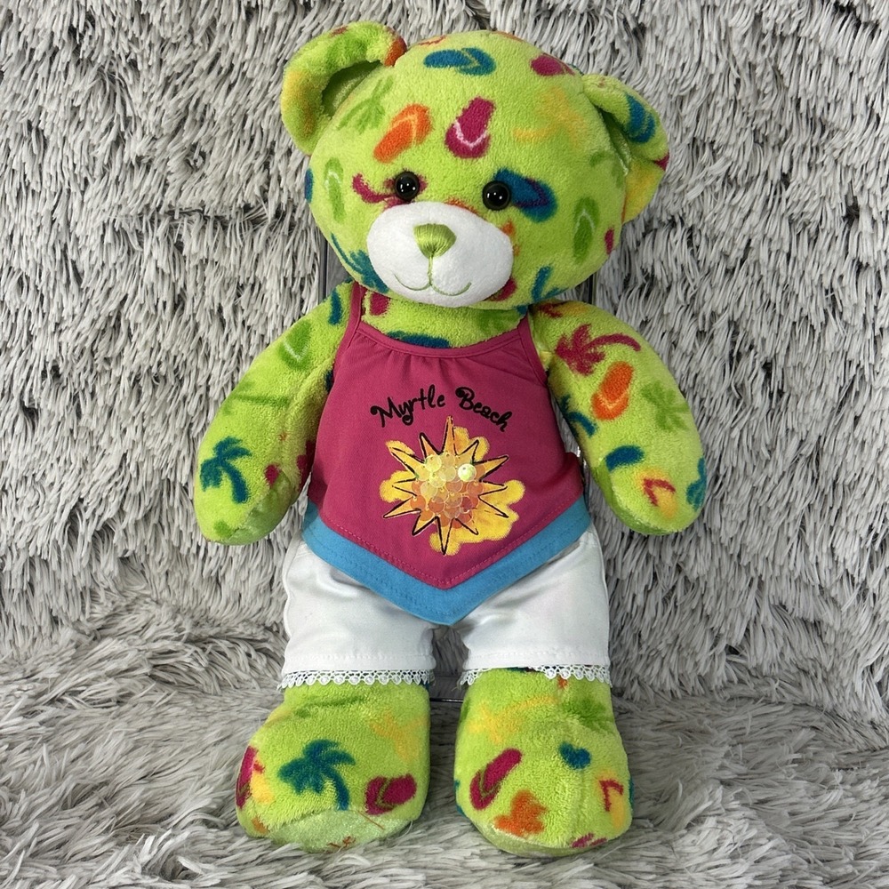 Build A Bear Myrtle Beach 17" Stuffed Plush Boho Shirt Shorts Flip Flop Tropical